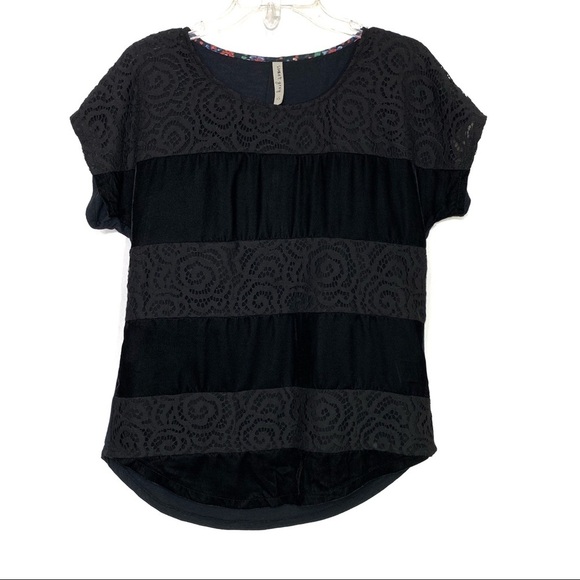 Stitch Fix l Sweet Grey Mixed Material Top - Picture 1 of 6